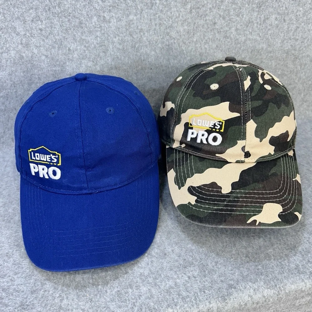 Lowe's PRO Hat Lot 2 Snapback Caps Blue Camo Embroidered‎ Adjustable